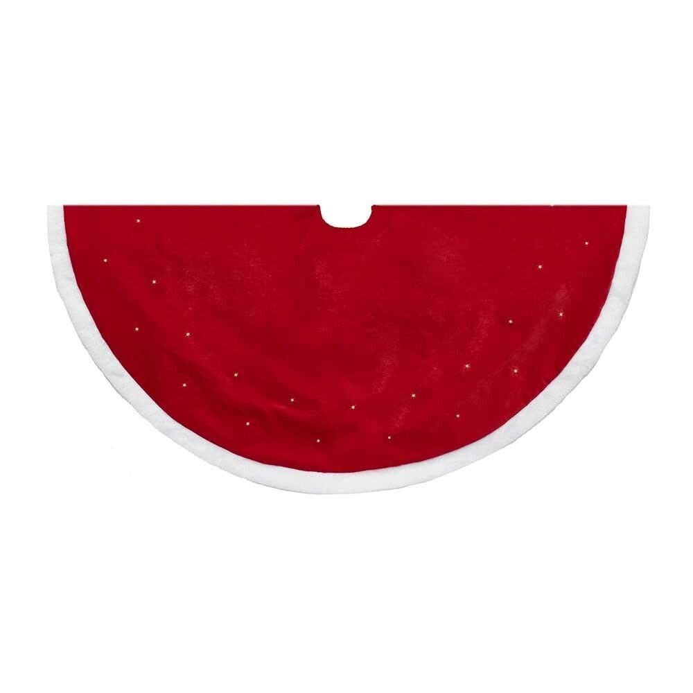 Kurt S. Adler 50" Red Tree Skirt with White Faux Fur Trim And Battery LED Lights